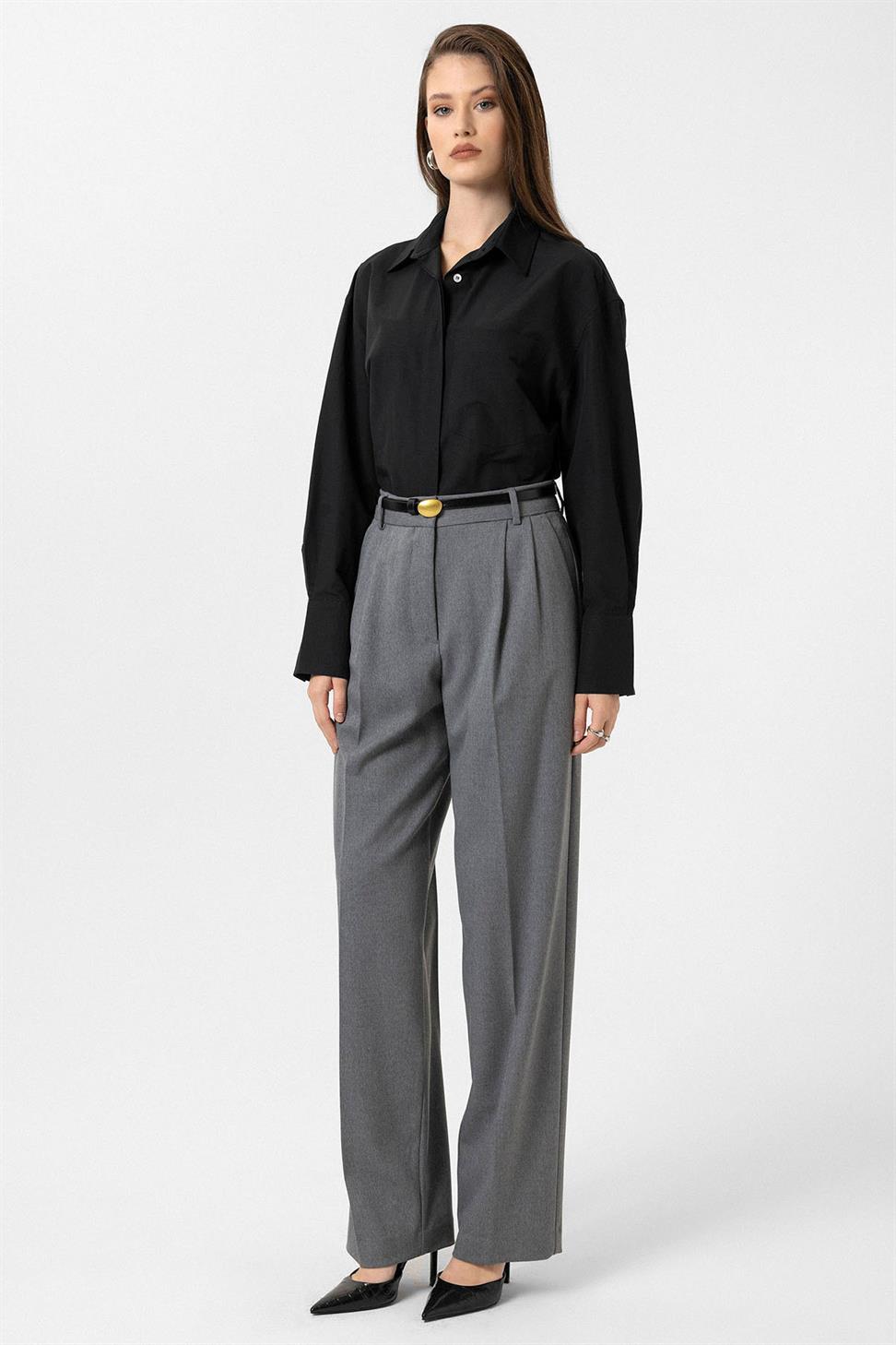 Antioch Siyah Kadın Basic Poplin Gömlek