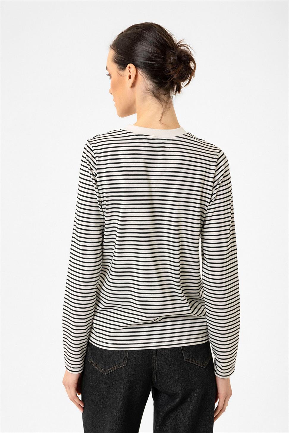 Antioch Siyah Kadın Çizgili Mevsimlik Kazak