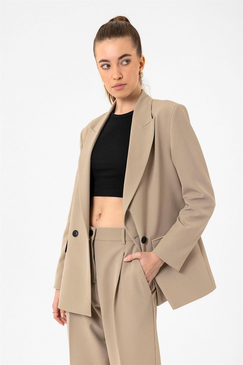 Antioch Siyah Kadın Fitilli Crop Atlet