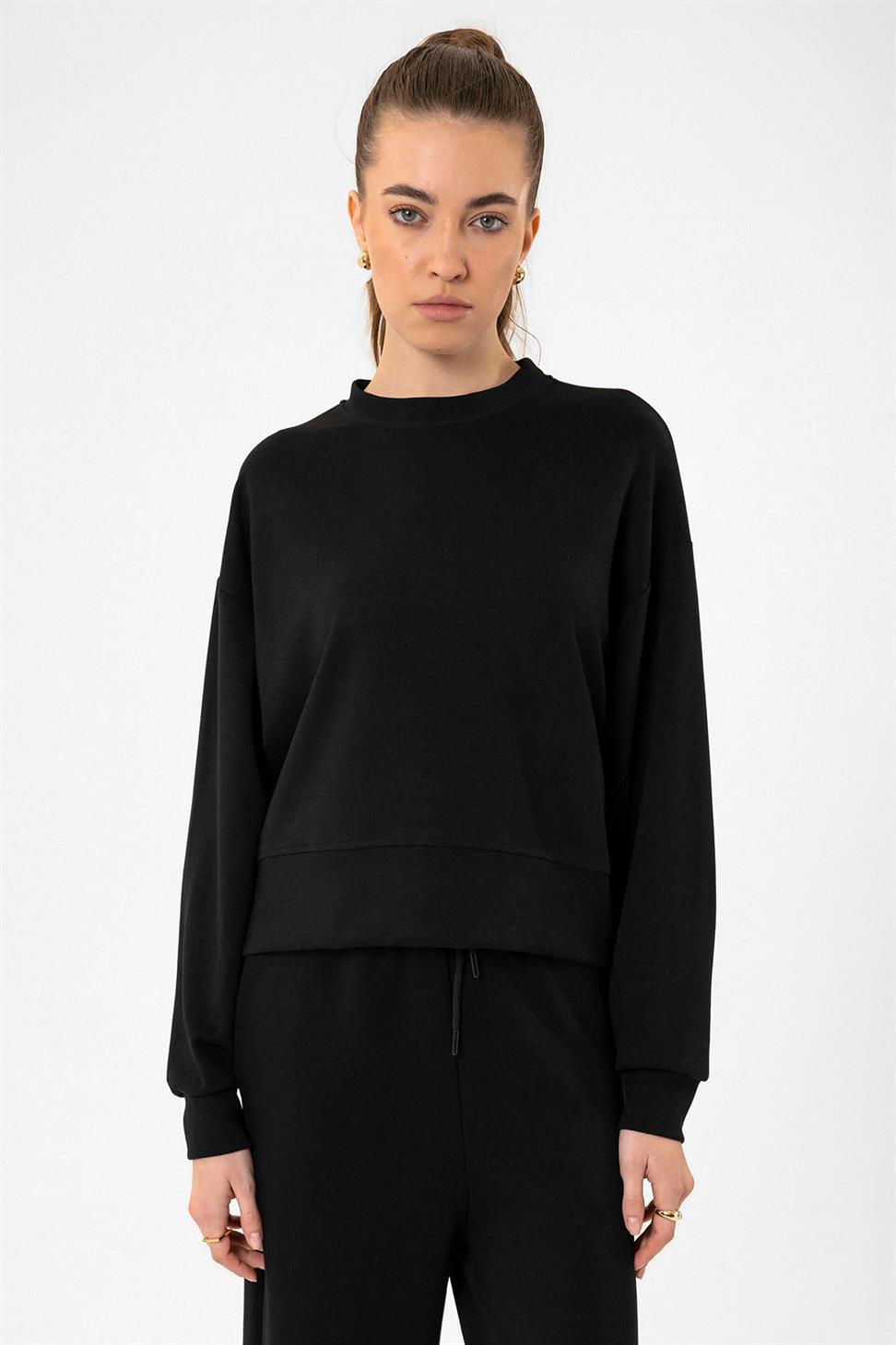 Antioch Siyah Kadın İspanyol Paça Eşofman Takım