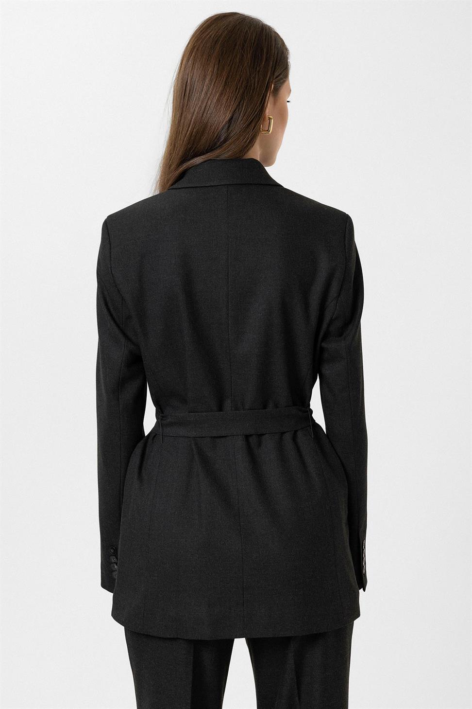 Antioch Siyah Kadın Kemerli Blazer Ceket
