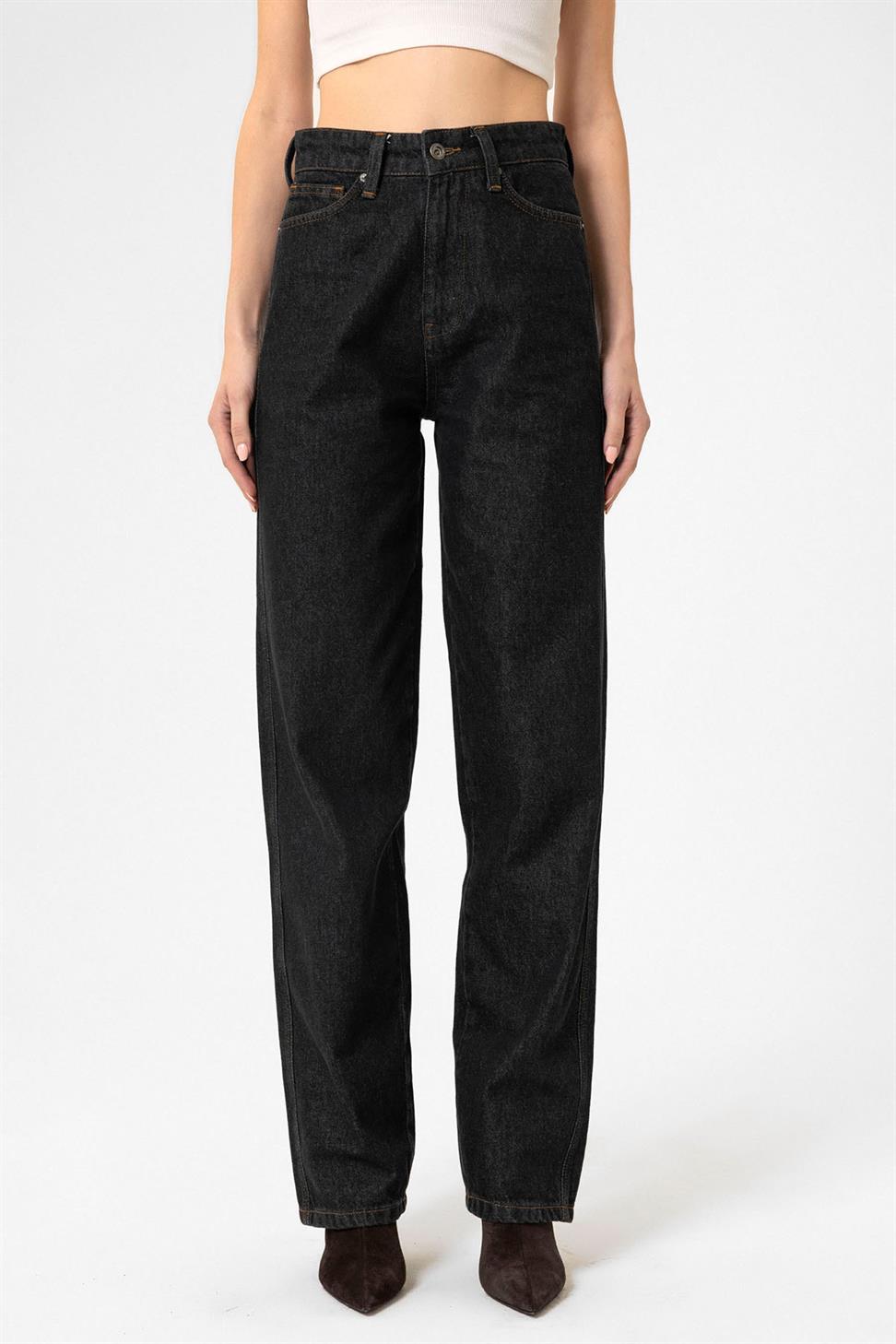 Antioch Siyah Kadın Yüksek Bel Kot Pantolon