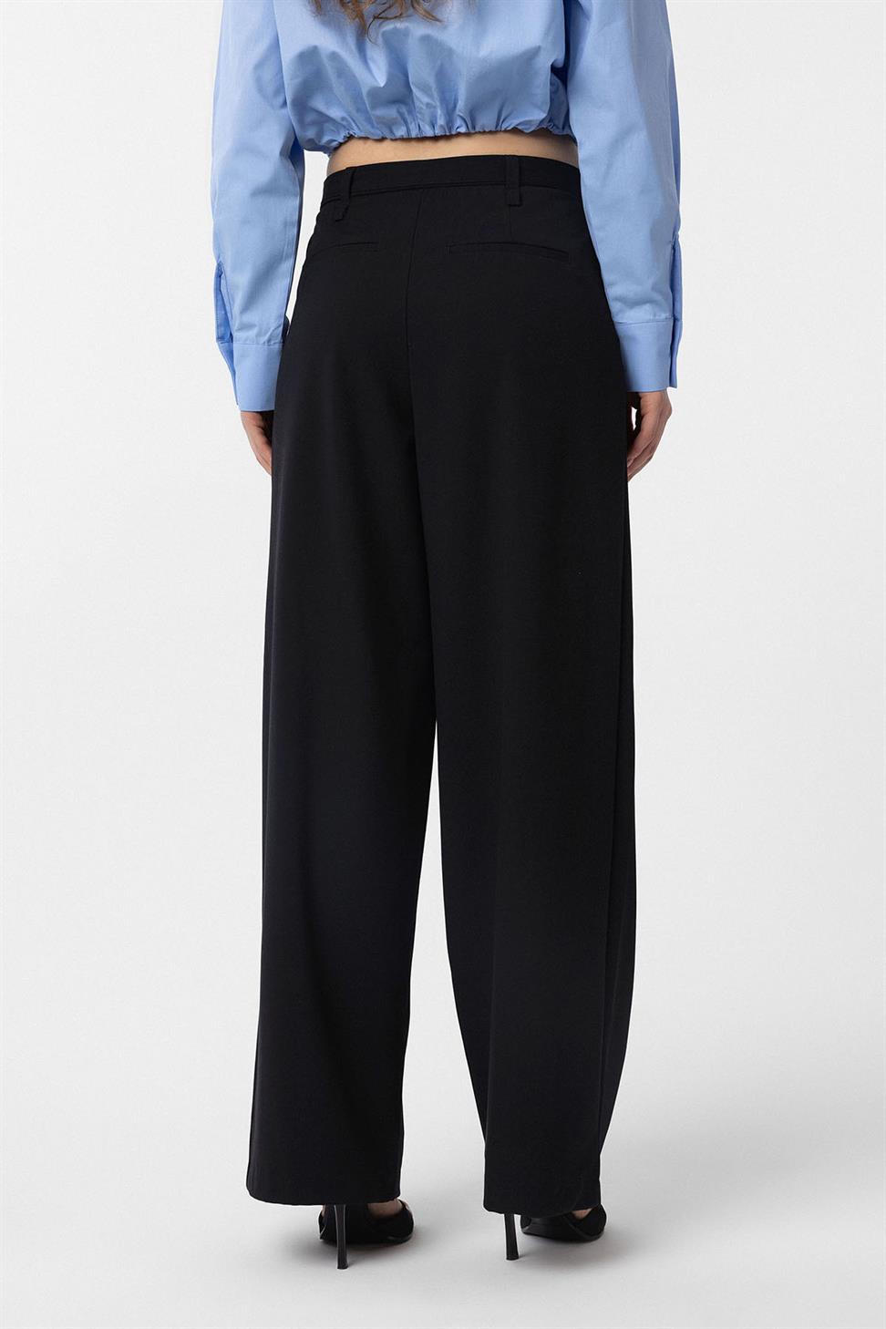 Antioch Siyah Kemerli Pilili Kadın Pantolon