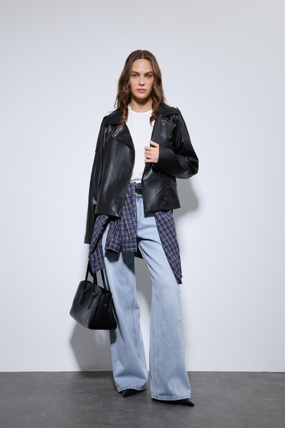 Antioch Siyah Kemerli Suni Deri Mont