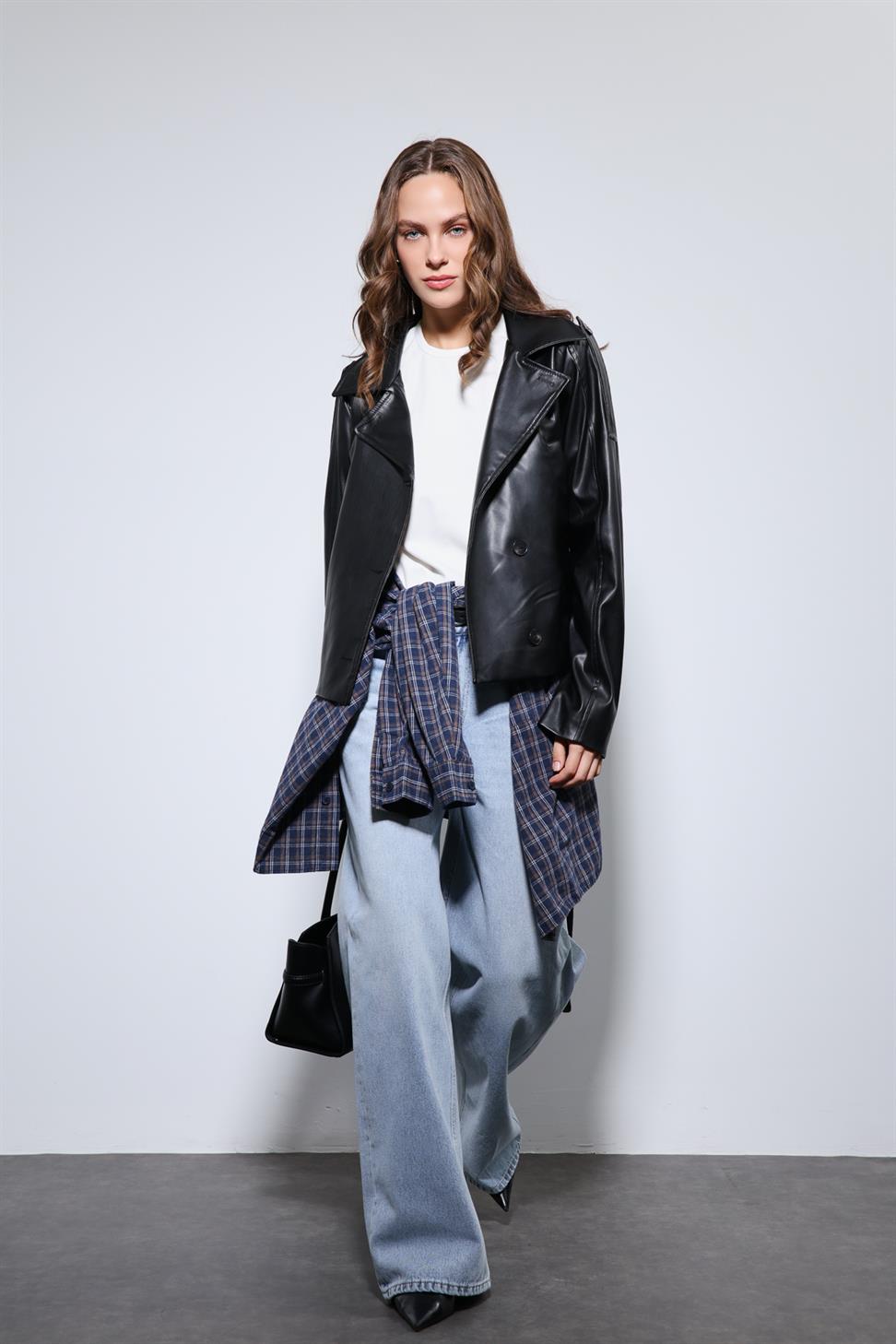 Antioch Siyah Kemerli Suni Deri Mont