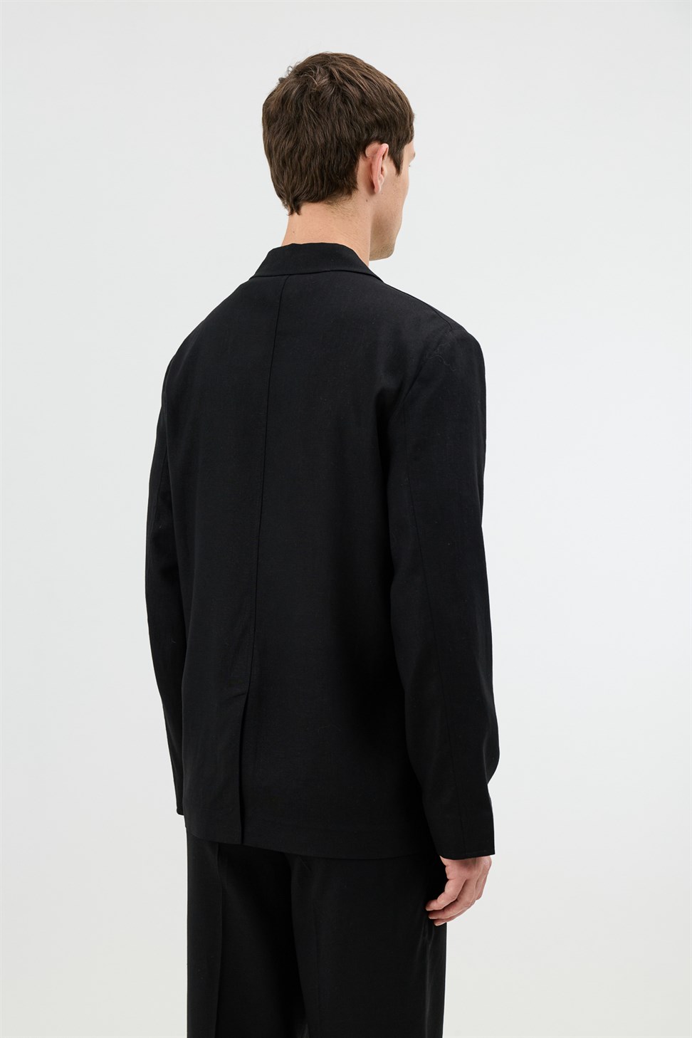 Antioch Siyah Keten Karışımlı Erkek Blazer Ceket