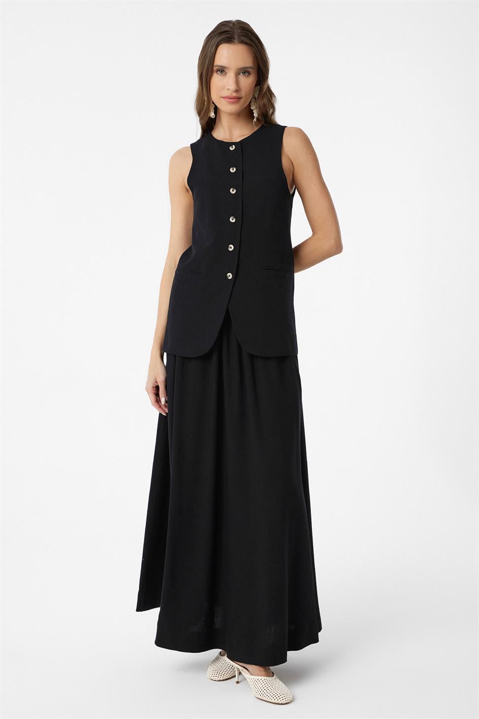 Womens Long Skirt with Linen Blend