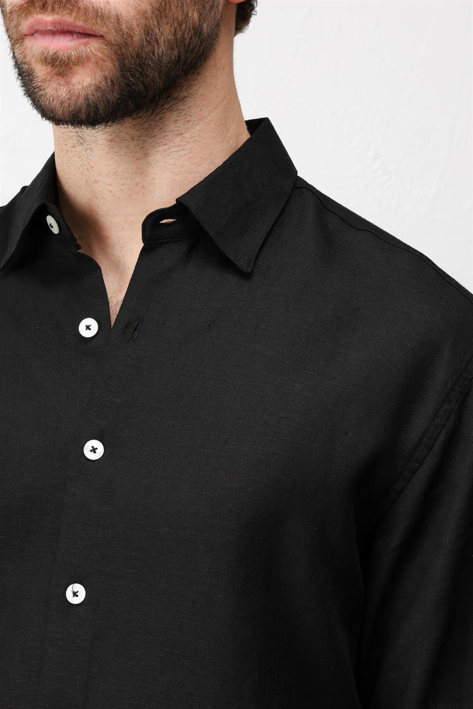 Relax Fit Mens Shirt with Linen Blend
