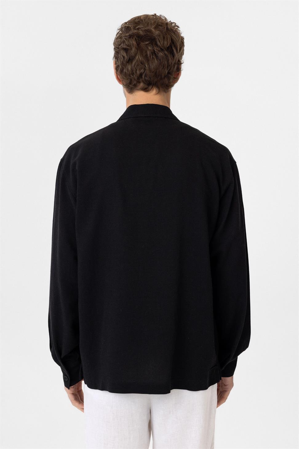 Relaxed Mens Shirt with Linen Blend