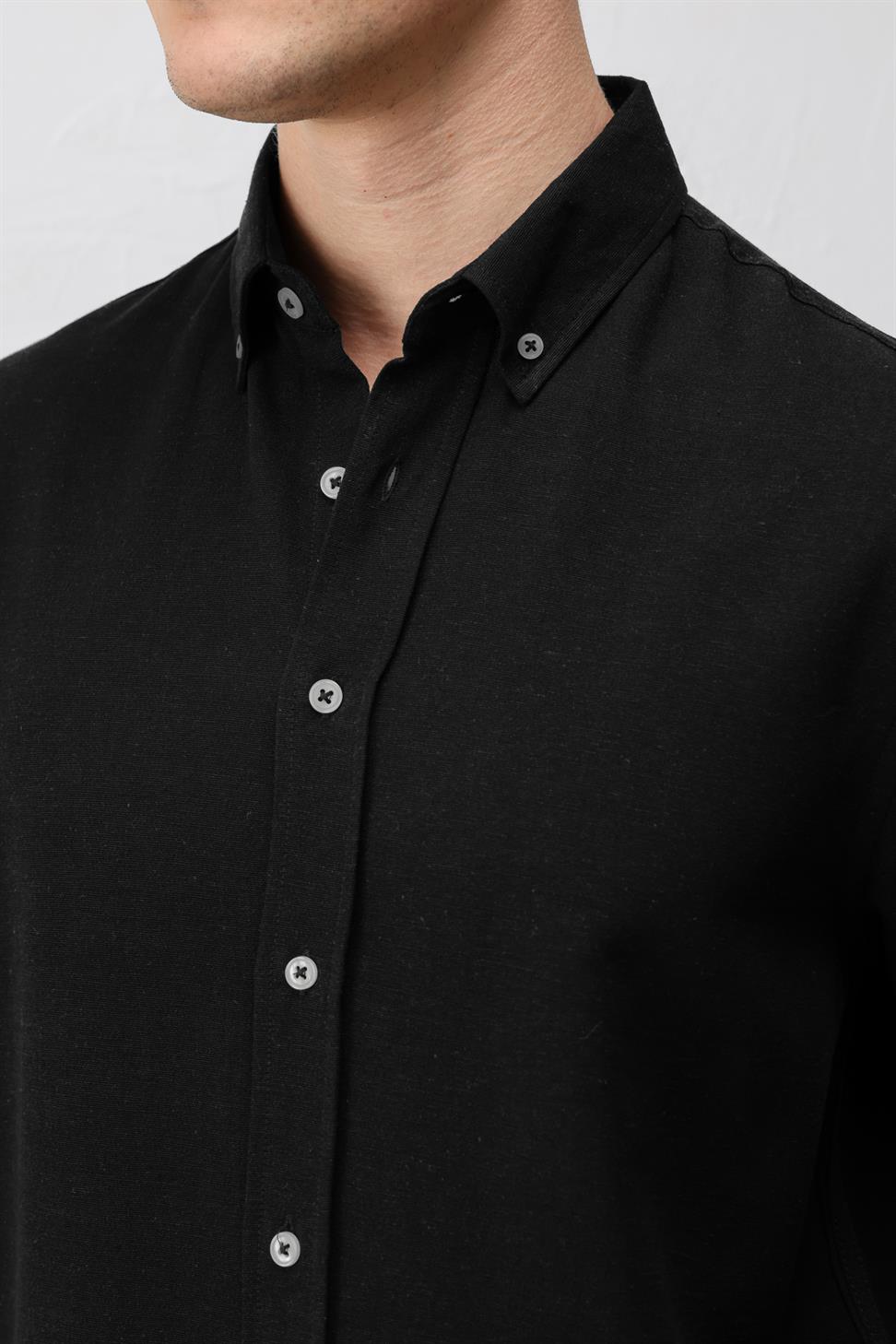 Relaxed Fit Mens Shirt with Linen Blend