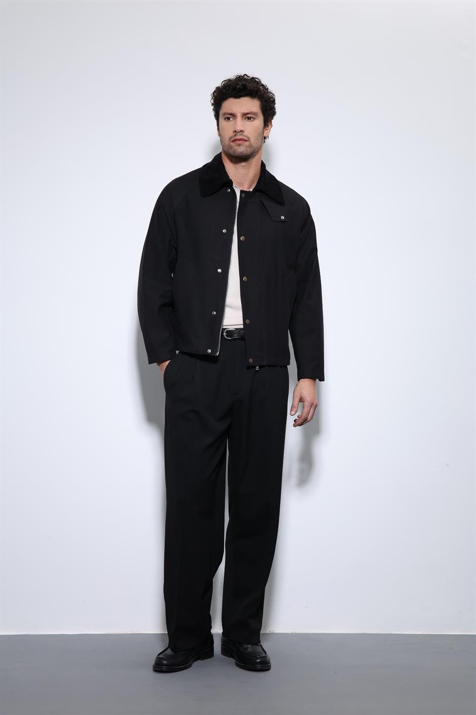 Antioch Siyah Kontrast Yaka Erkek Ceket