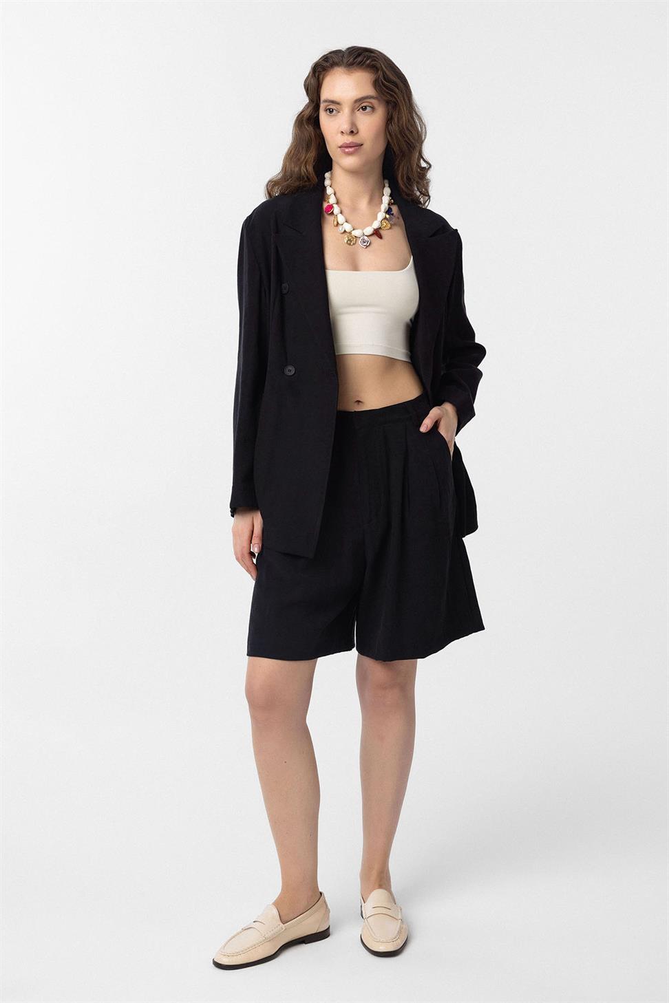 Antioch Siyah Kruvaze Kadın Blazer Ceket