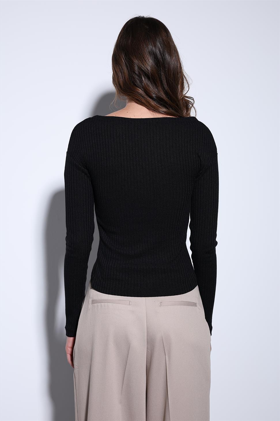 Antioch Siyah Kruvaze Kadın Bluz