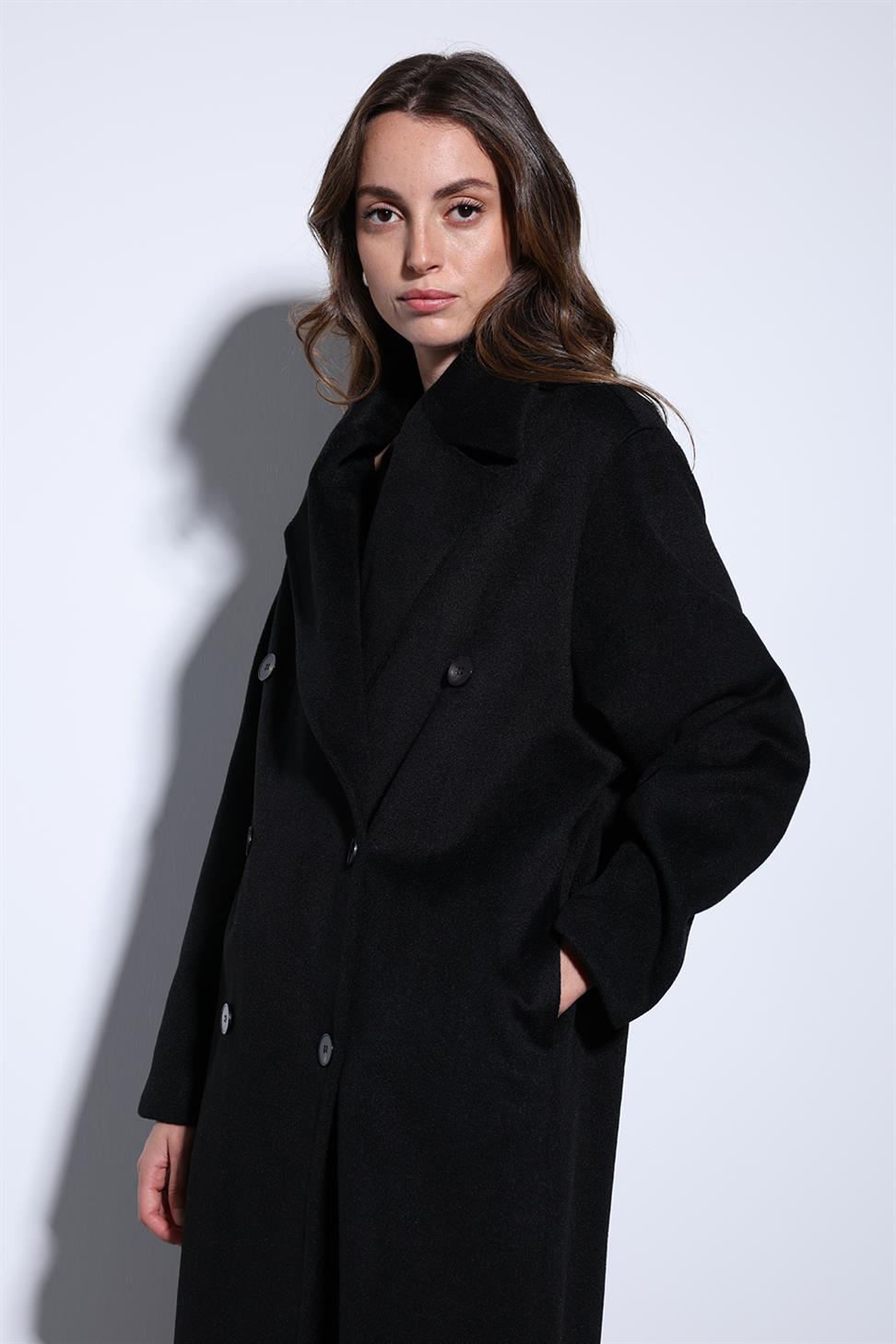 Antioch Siyah Kruvaze Kadın Kaban