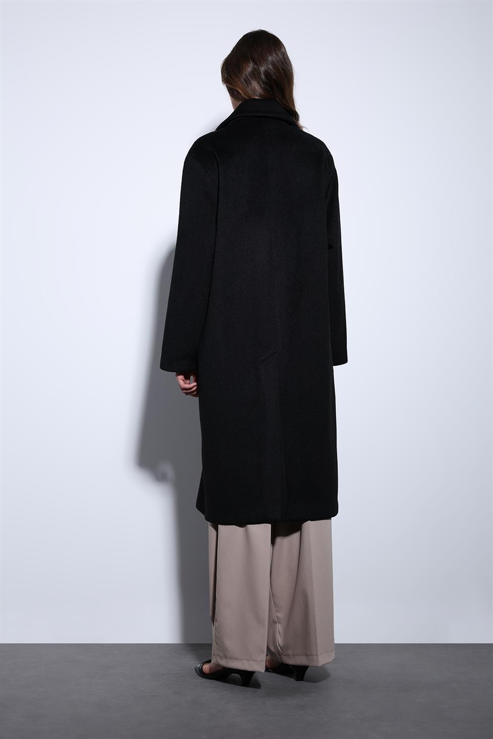 Antioch Siyah Kruvaze Kadın Kaban