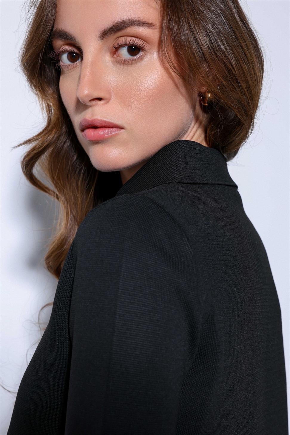 Antioch Siyah Kruvaze Kapama Kadın Triko Hırka