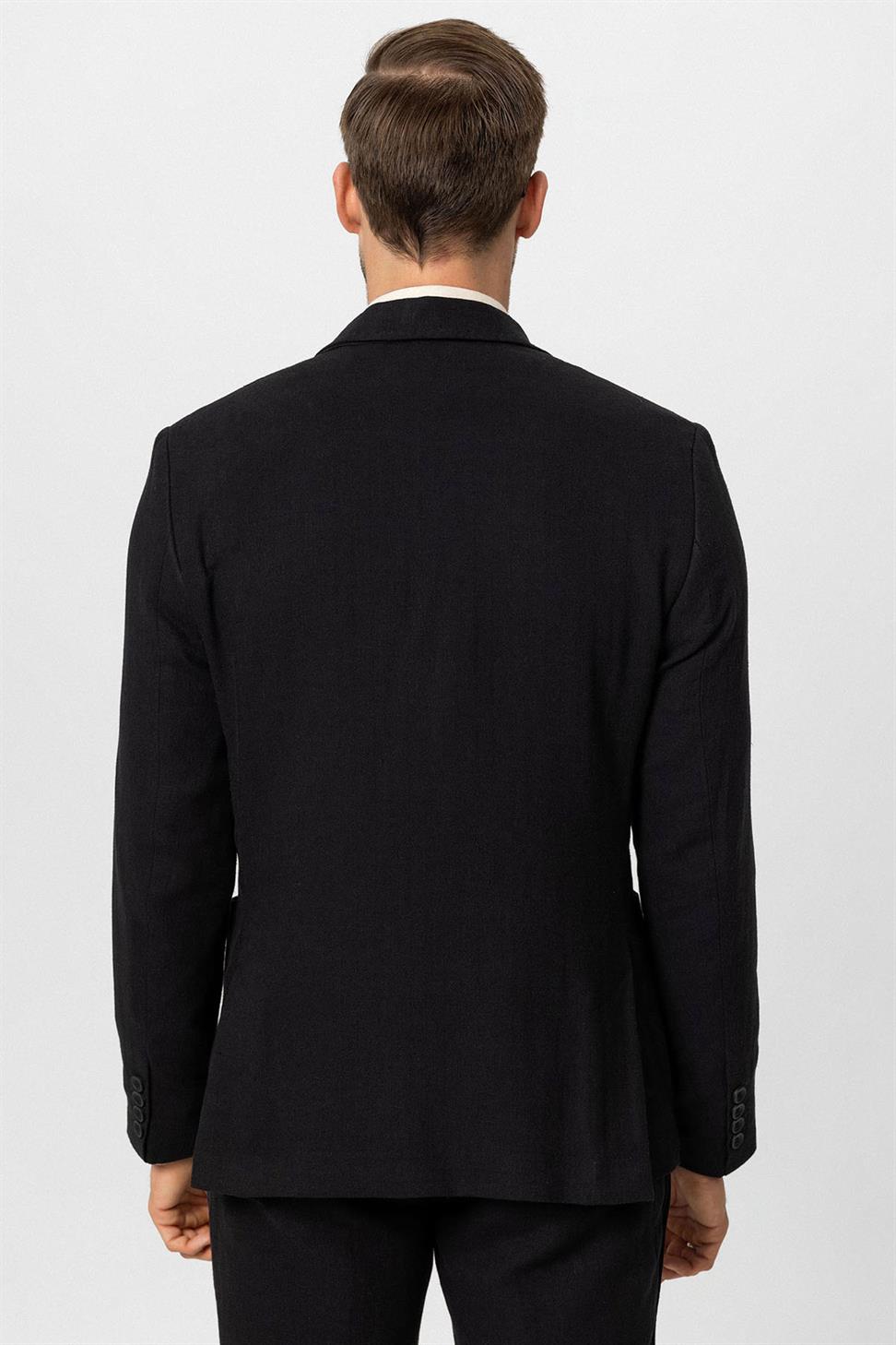 Double-breasted Closure Linen Blend Mens Blazer Jacket