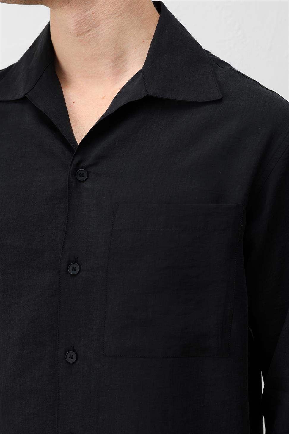 Lyocell Blend Wide Collar Mens Shirt
