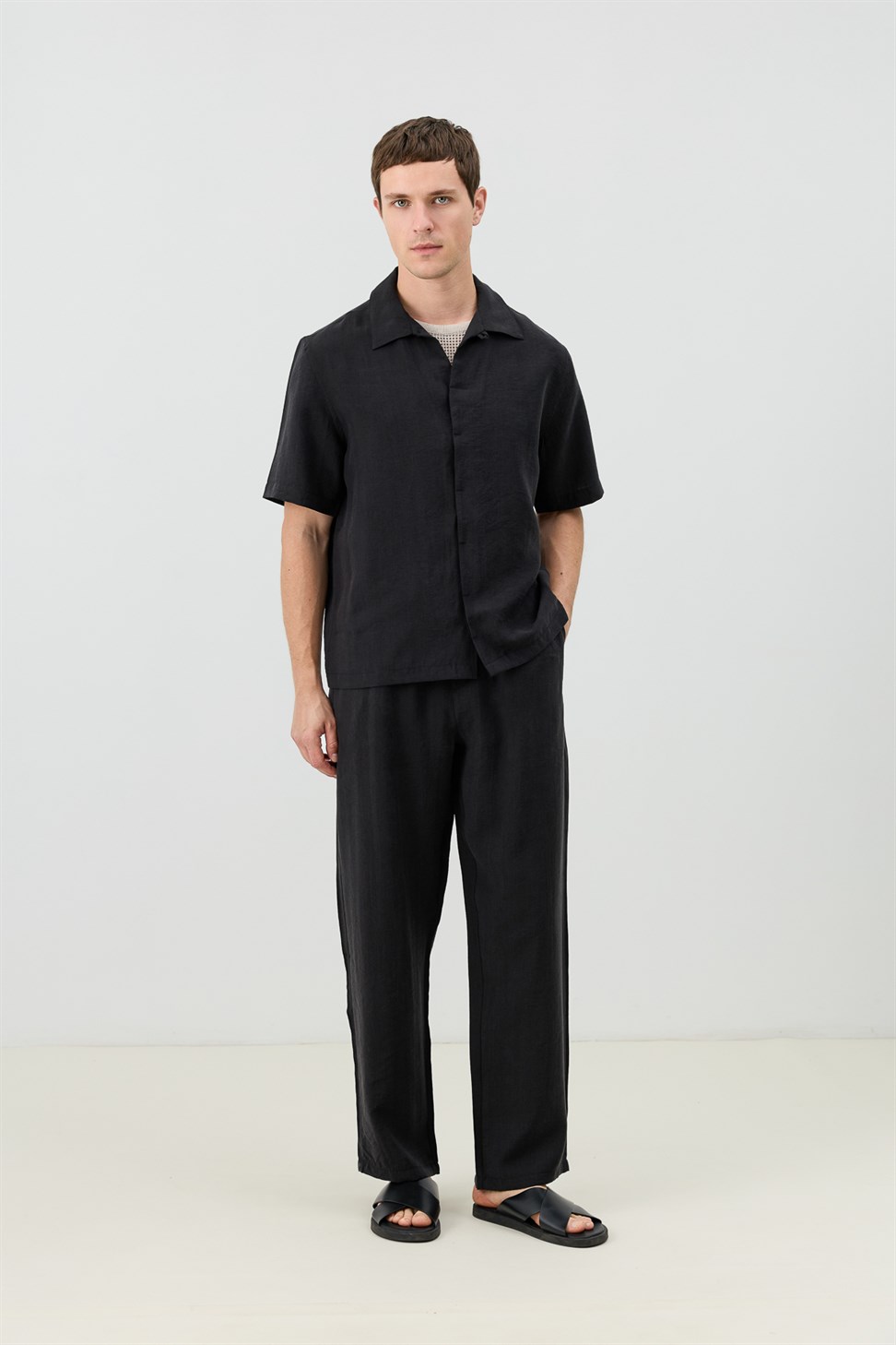 Mens Shirt with Lyocell Blend and Hidden Buttons