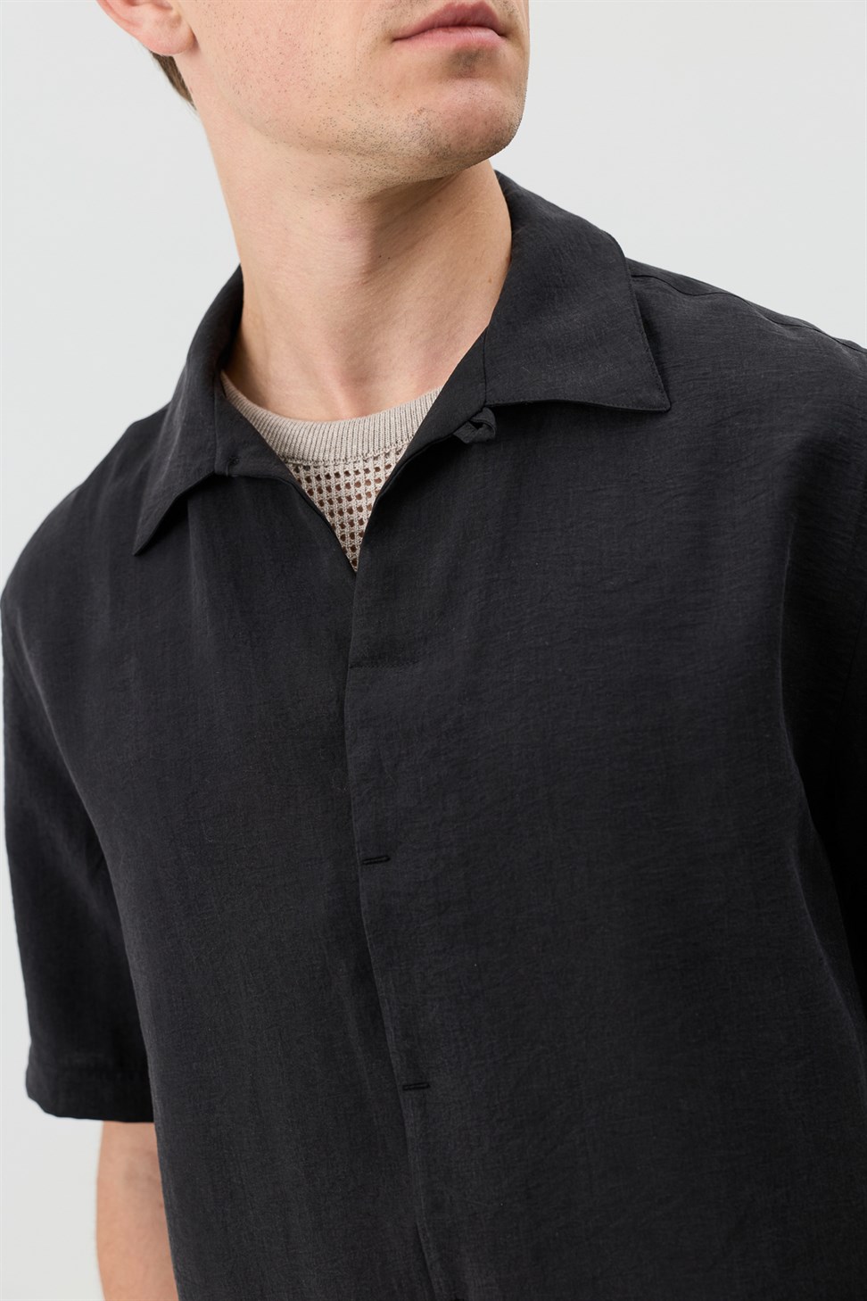 Mens Shirt with Lyocell Blend and Hidden Buttons