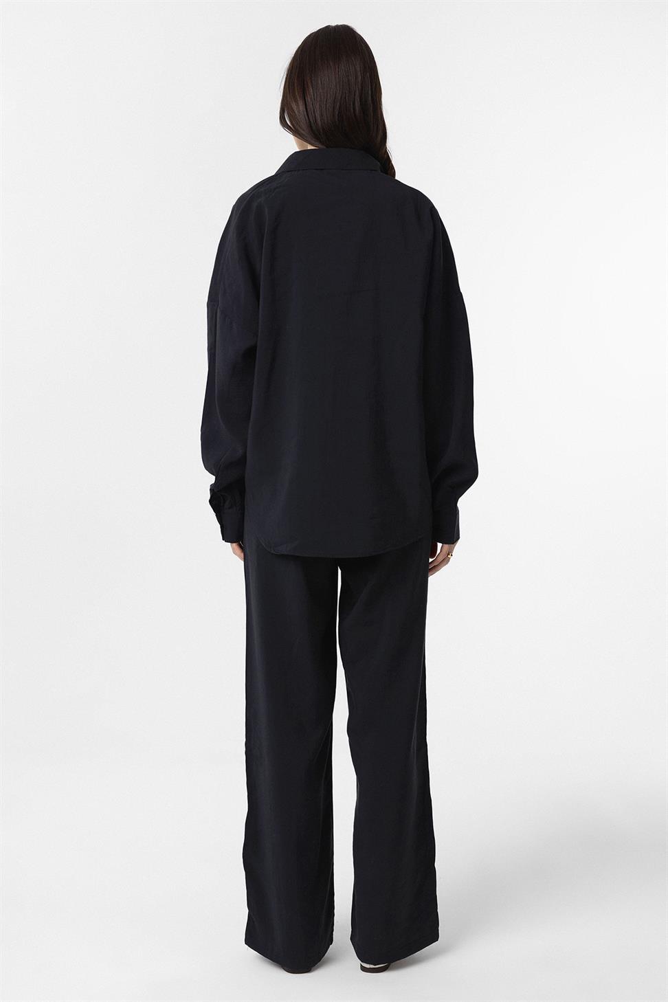 Antioch Siyah Modal Kadın Gömlek Pantolon Takım