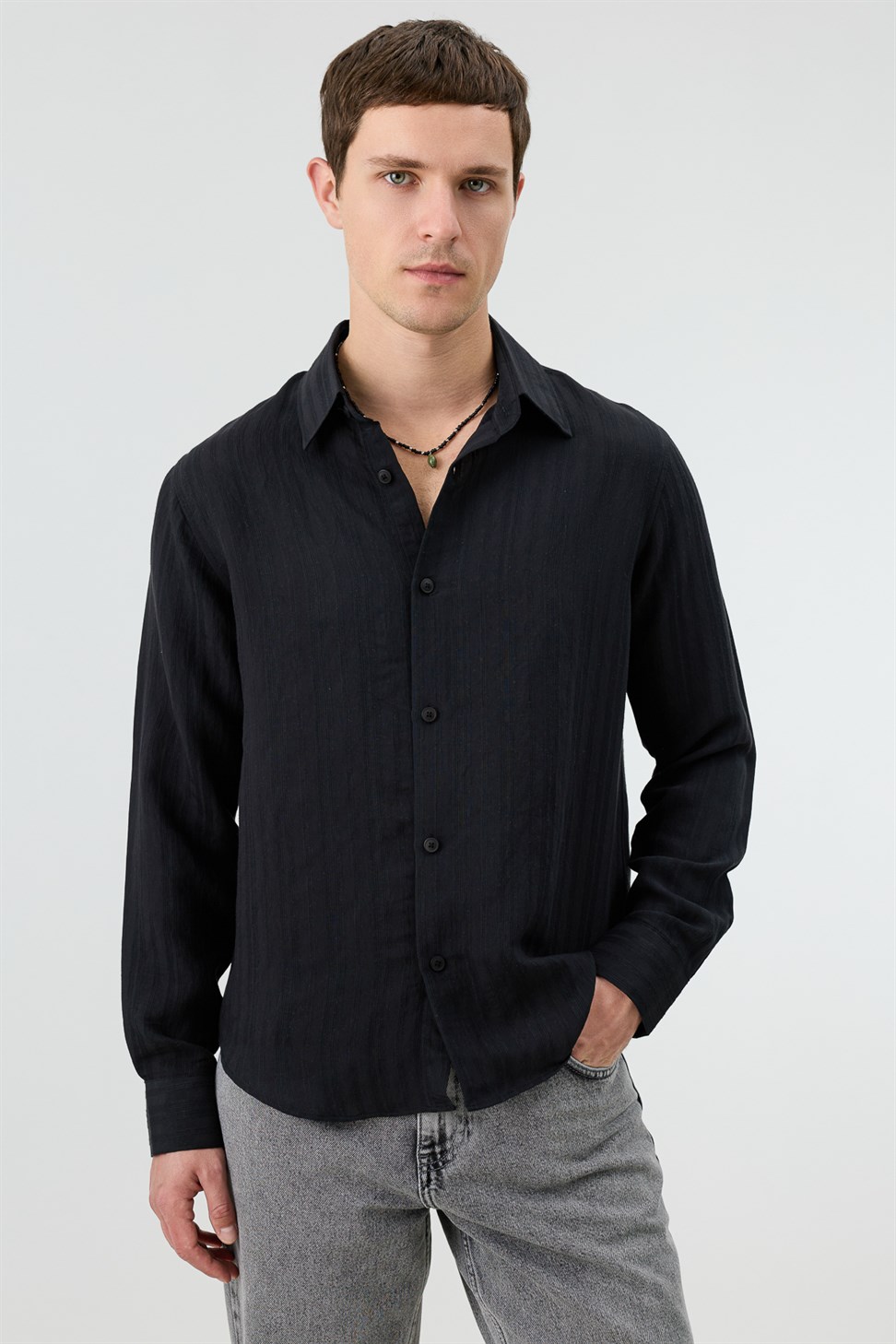 Mens Striped Shirt with Modal Blend