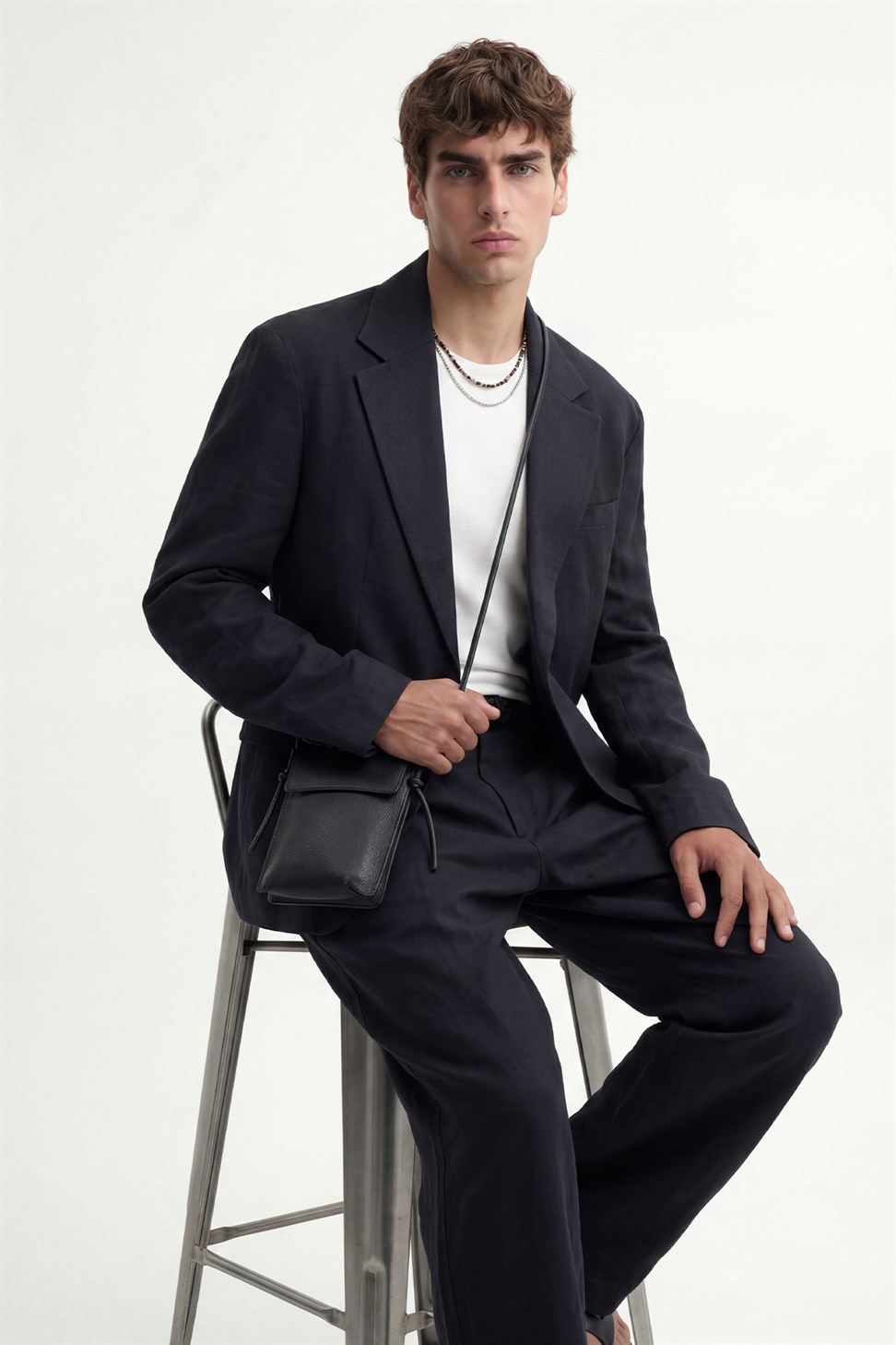 Antioch Siyah Modal Karışımlı Relaxed Blazer Ceket