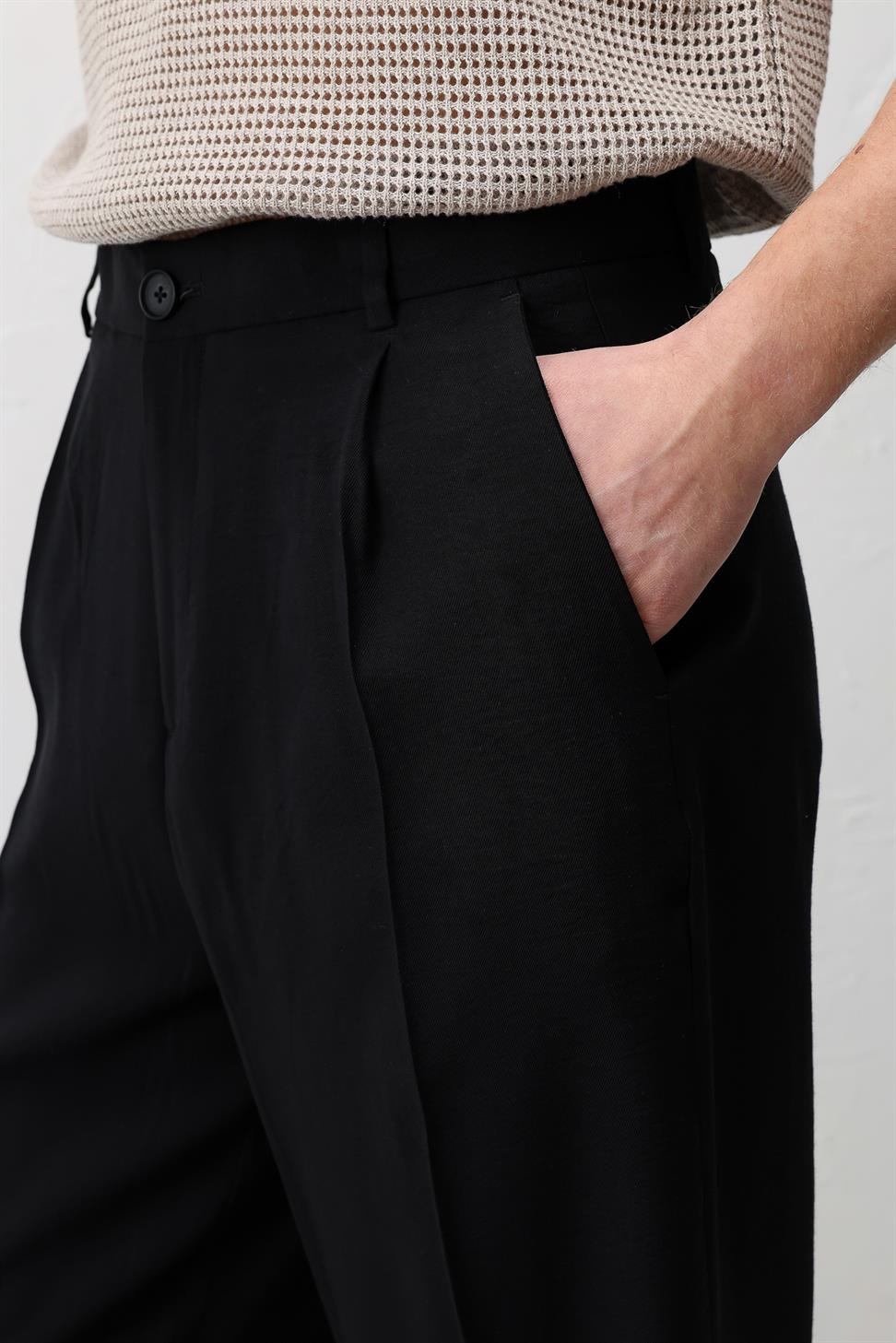 Antioch Siyah Modal Kumaş Erkek Pantolon