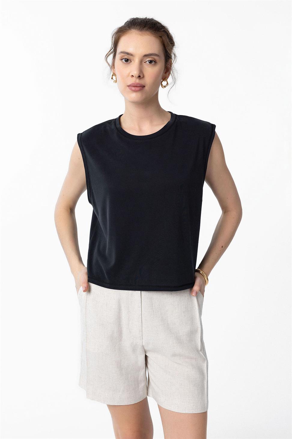 Antioch Siyah Modal Kumaş Kadın T-Shirt