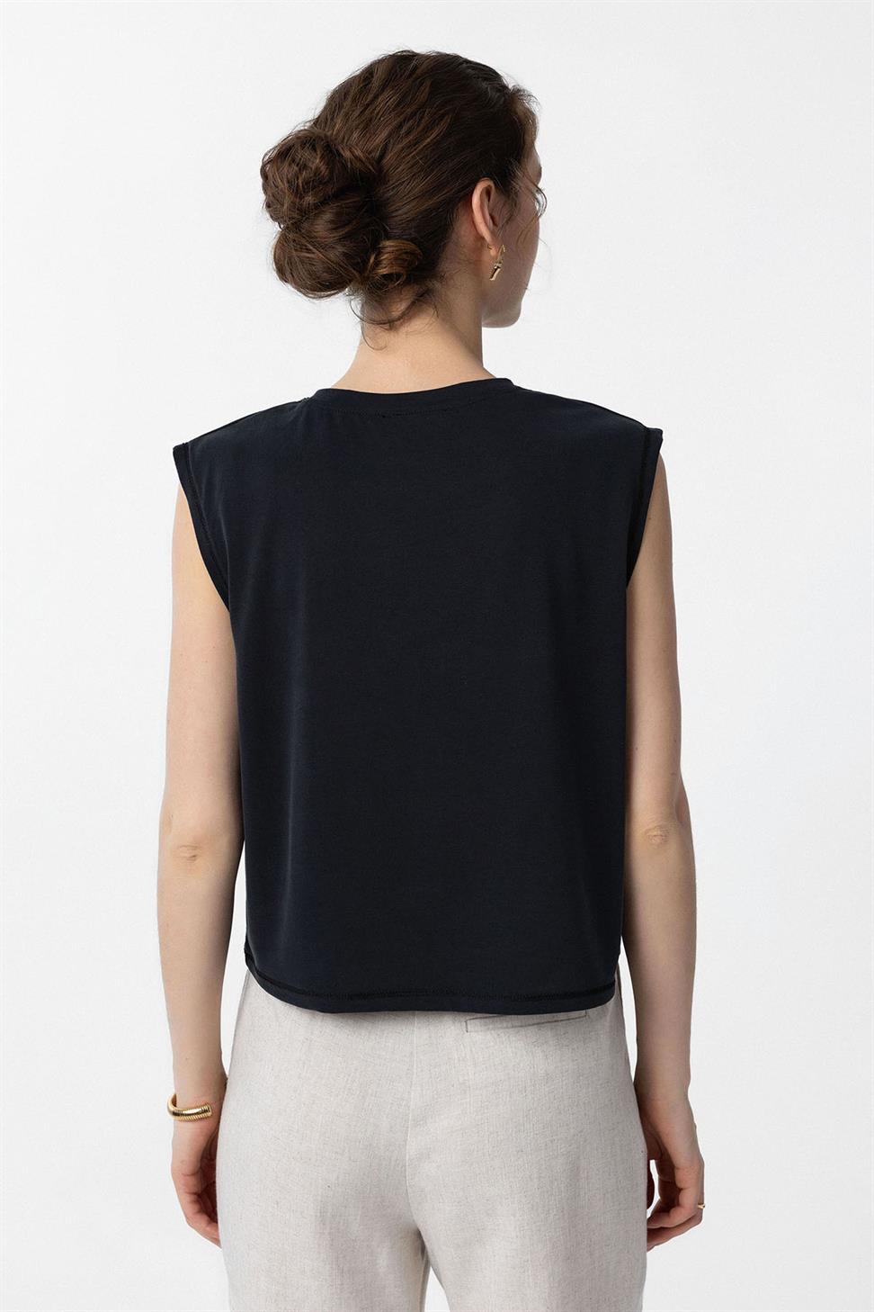 Antioch Siyah Modal Kumaş Kadın T-Shirt