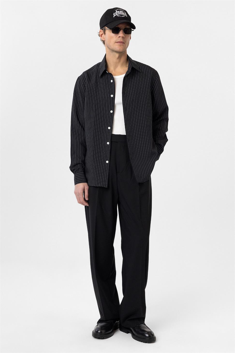 Modal Fabric Relaxed Fit Striped Mens Shirt