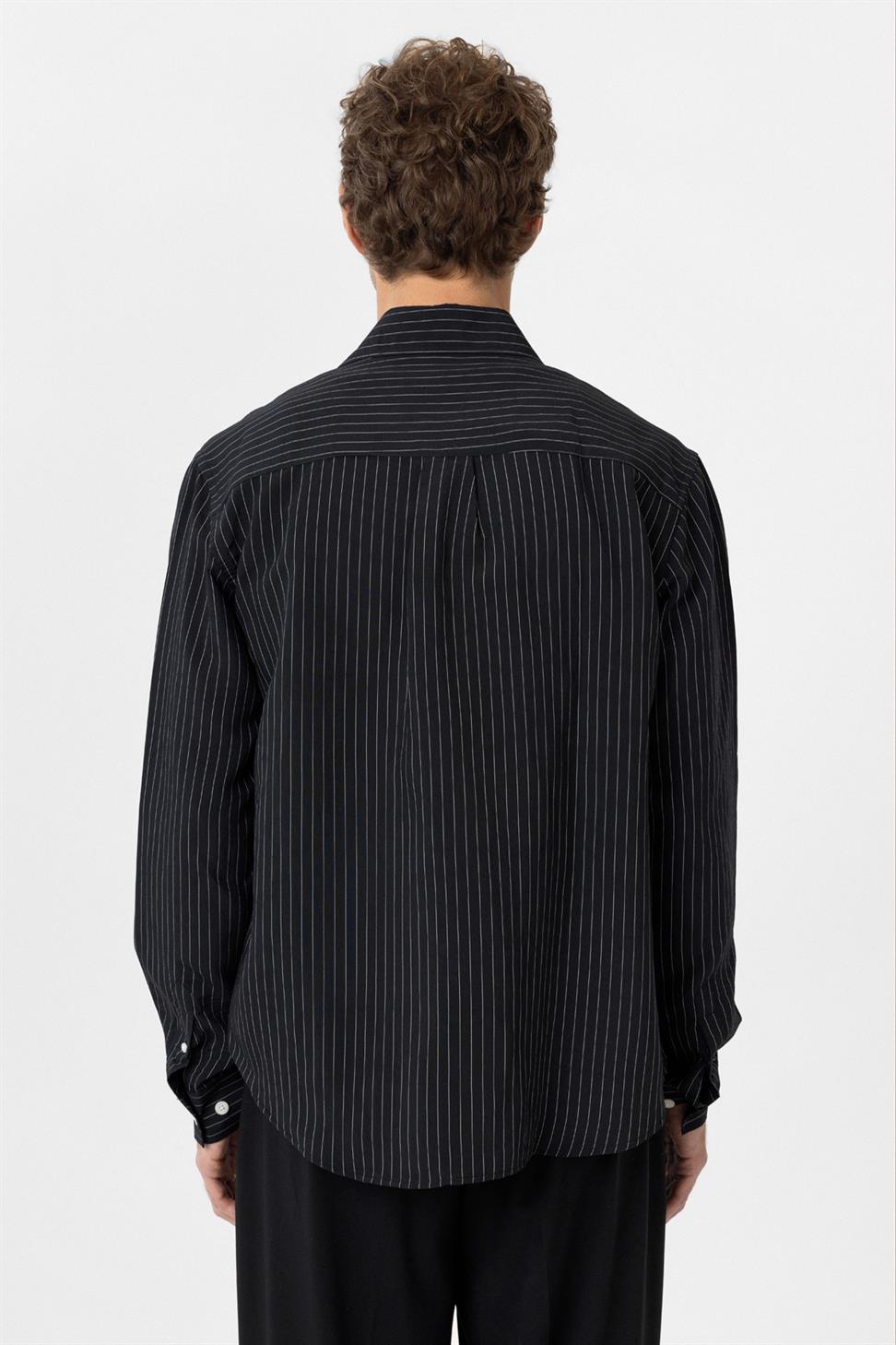 Modal Fabric Relaxed Fit Striped Mens Shirt