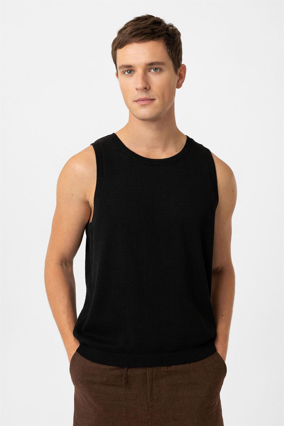 Antioch Siyah Örme Dokulu Erkek Atlet