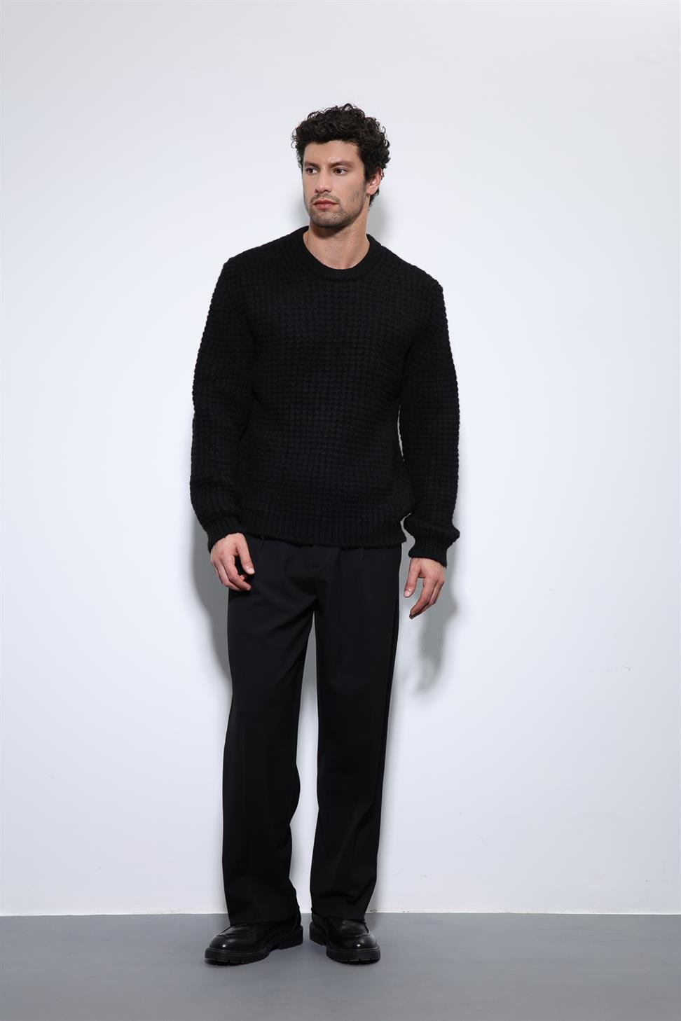 Antioch Siyah Örme Dokulu Erkek Kazak