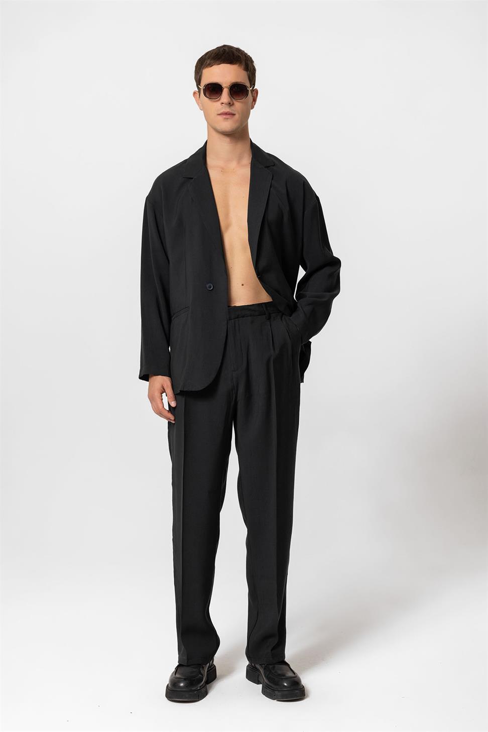 Antioch Siyah Oversize Astarsız Erkek Blazer Ceket