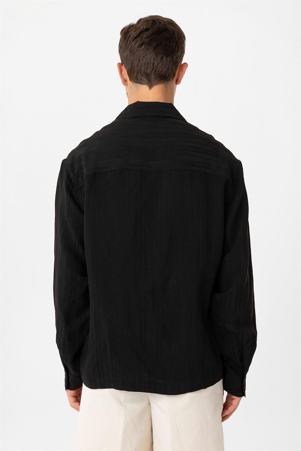 Antioch Siyah Oversize Dokulu Erkek Gömlek
