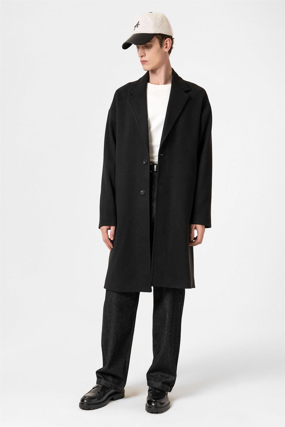 Antioch Siyah Oversize Erkek Kaban