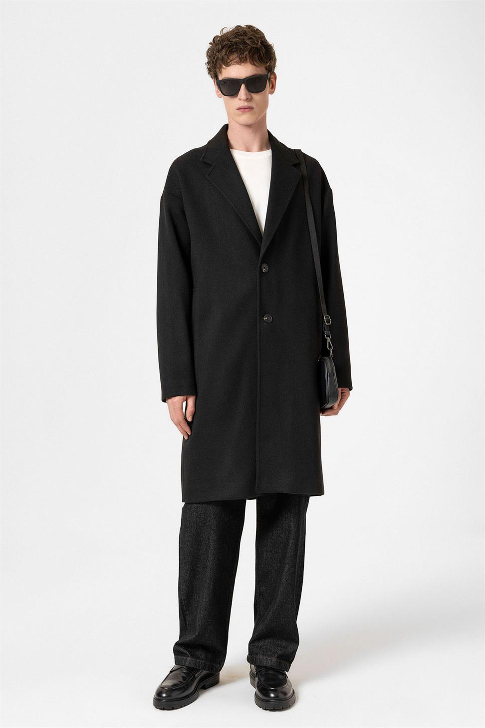 Antioch Siyah Oversize Erkek Kaban