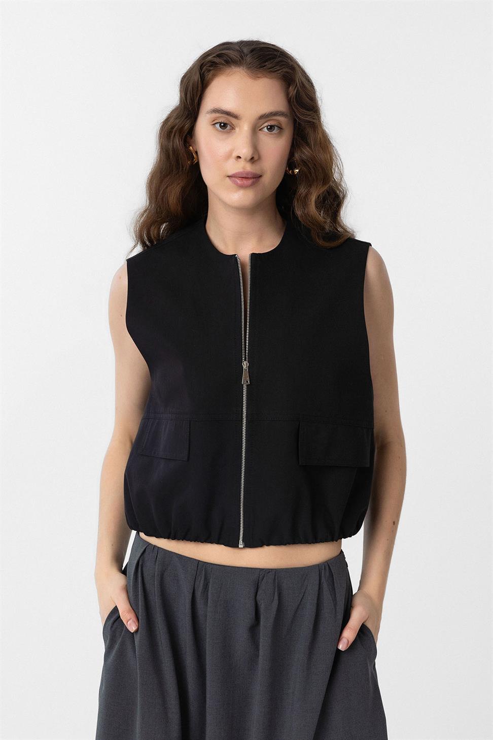 Antioch Siyah Oversize Kadın Yelek