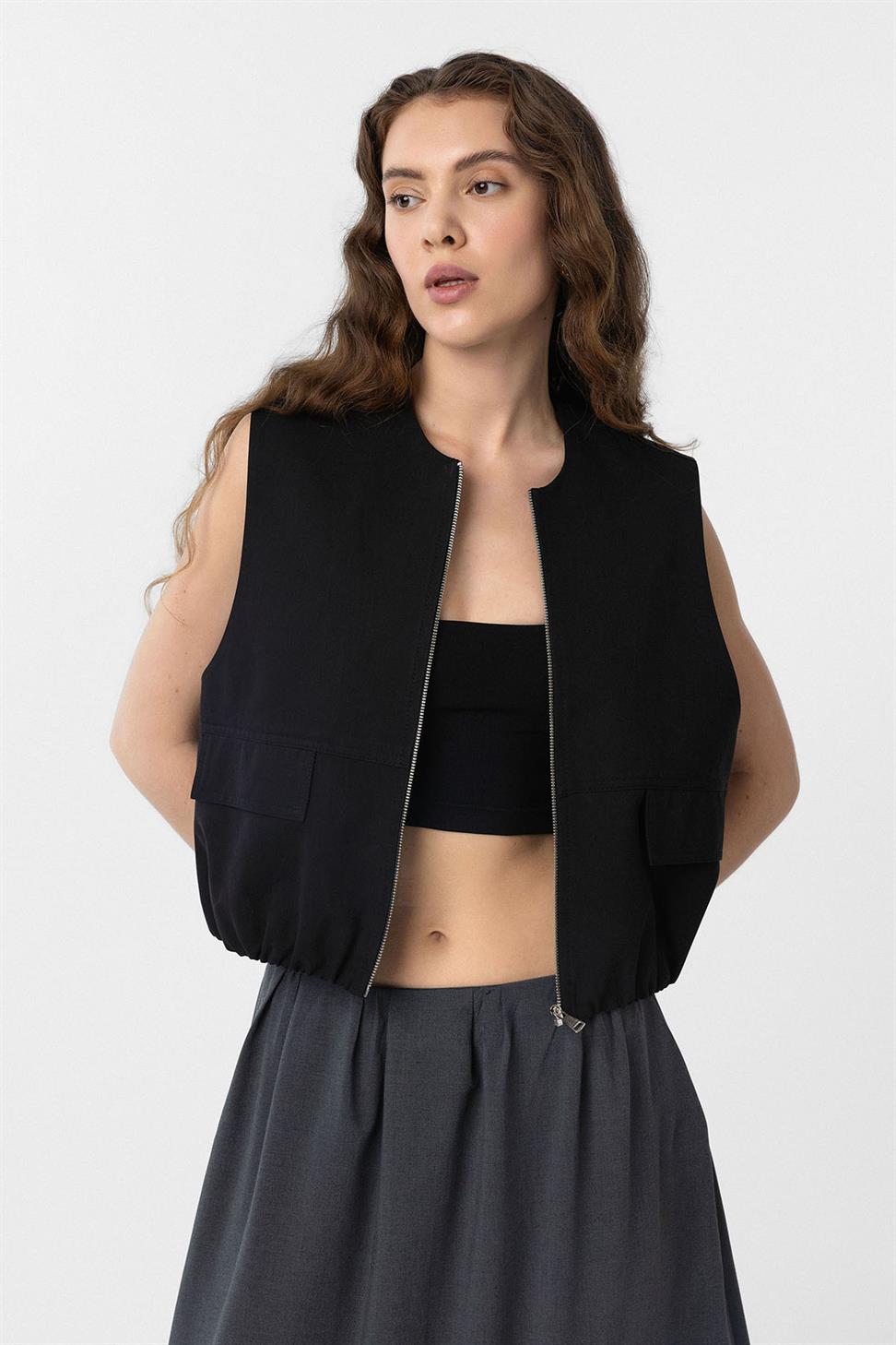 Antioch Siyah Oversize Kadın Yelek