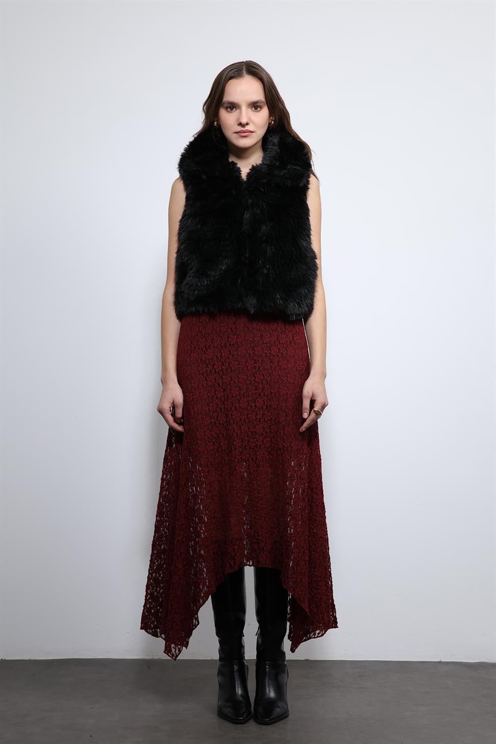 Antioch Siyah Peluş Görünümlü Yelek