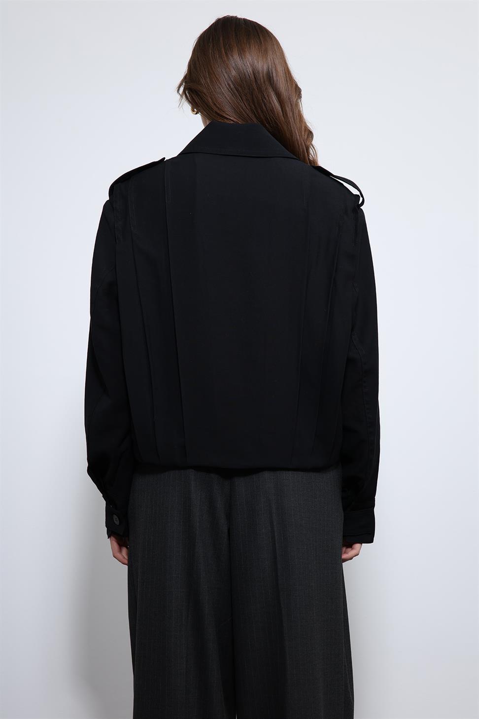 Pile Detailed Stand Collar Coat