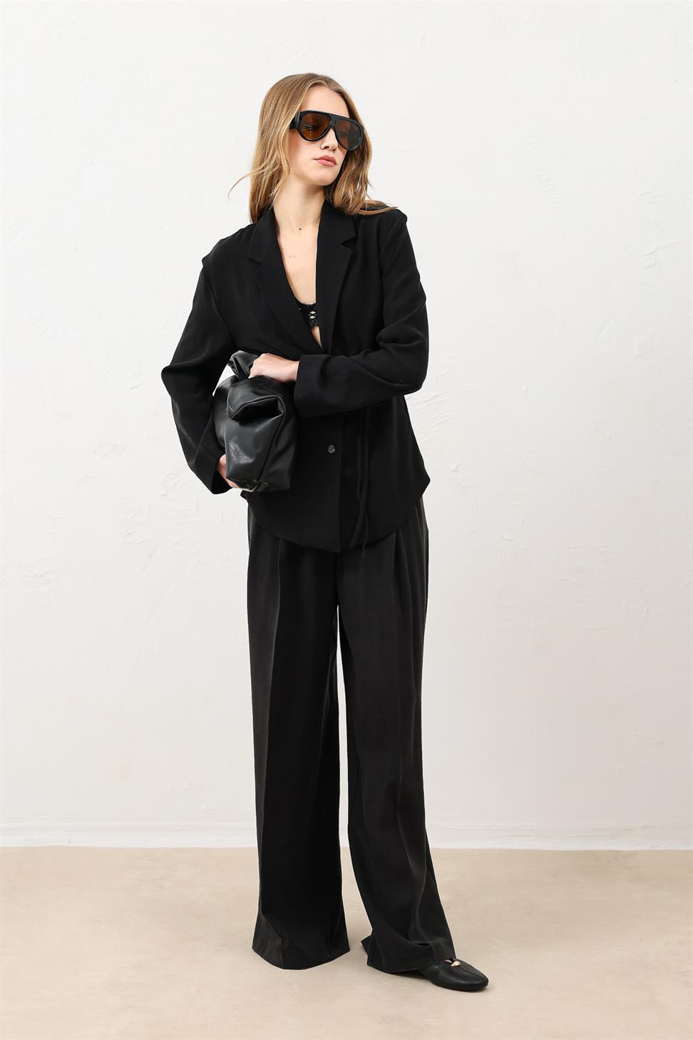 Pleated Palazzo Womens Pants