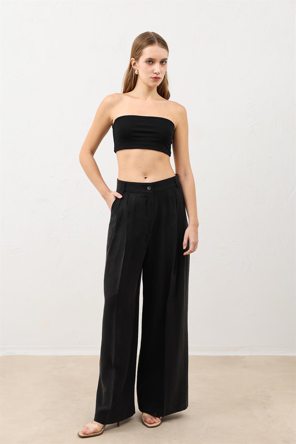 Pleated Palazzo Womens Pants