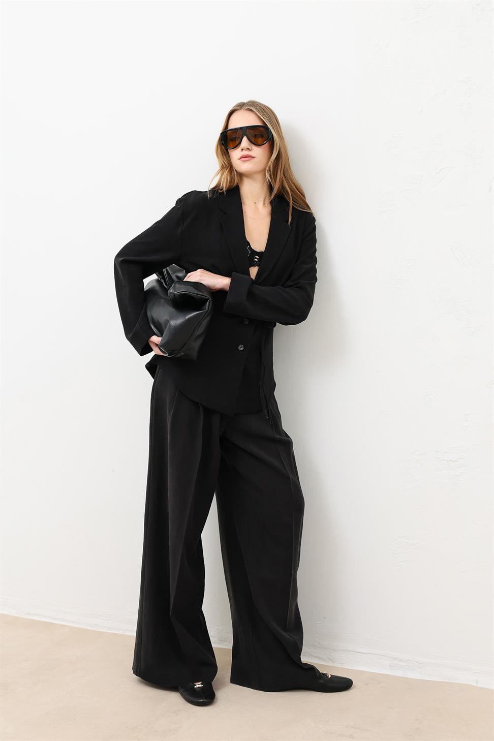 Pleated Palazzo Womens Pants