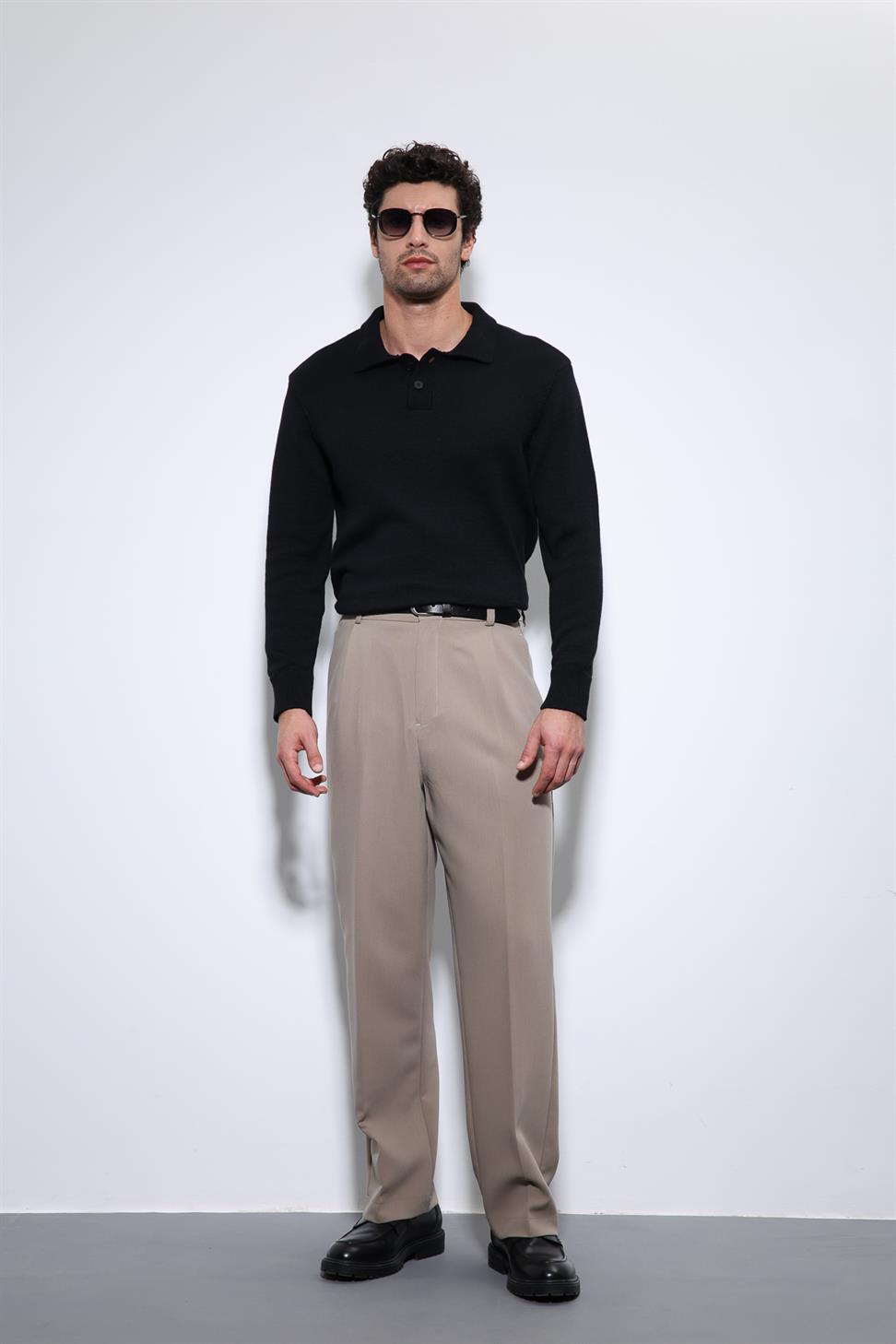 Antioch Siyah Polo Yaka Basic Erkek Kazak