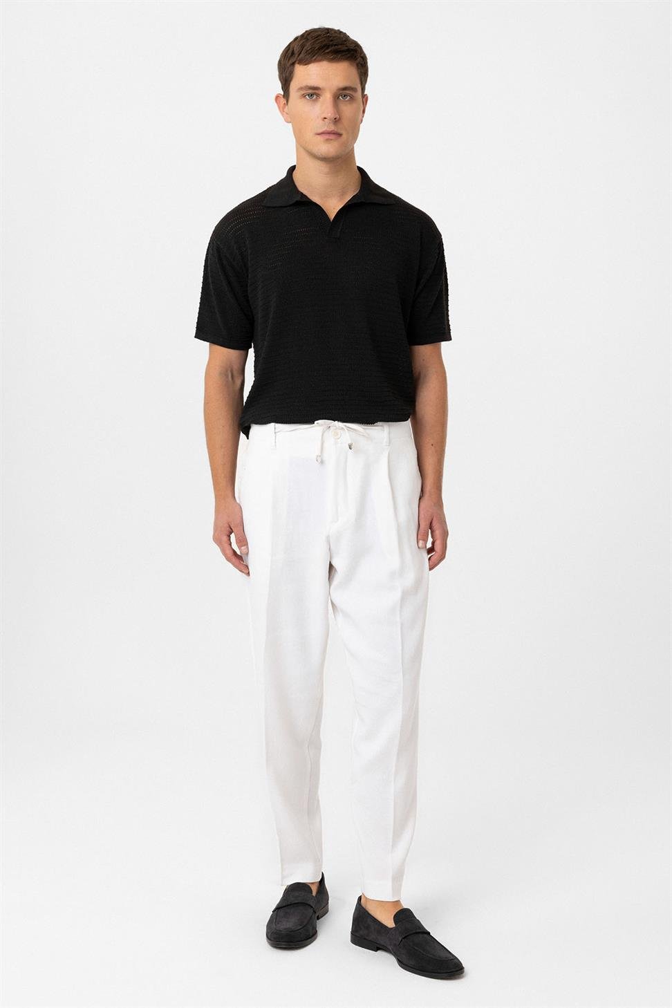 Antioch Siyah Polo Yaka Dokulu Erkek Triko T-Shirt