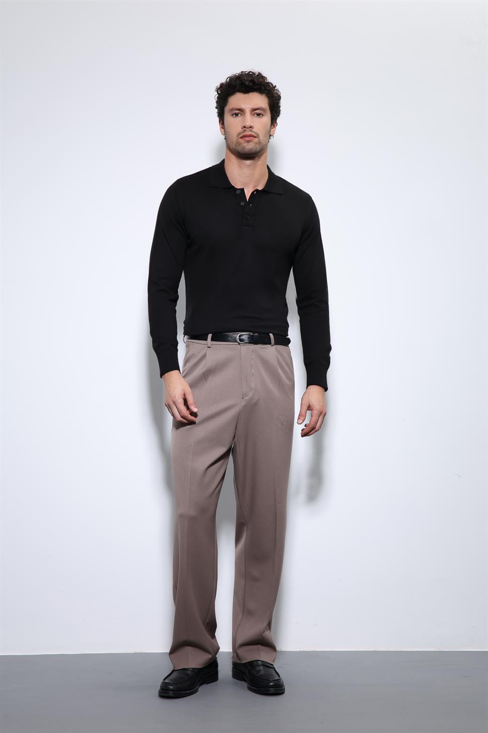 Antioch Siyah Polo Yaka Erkek Kazak