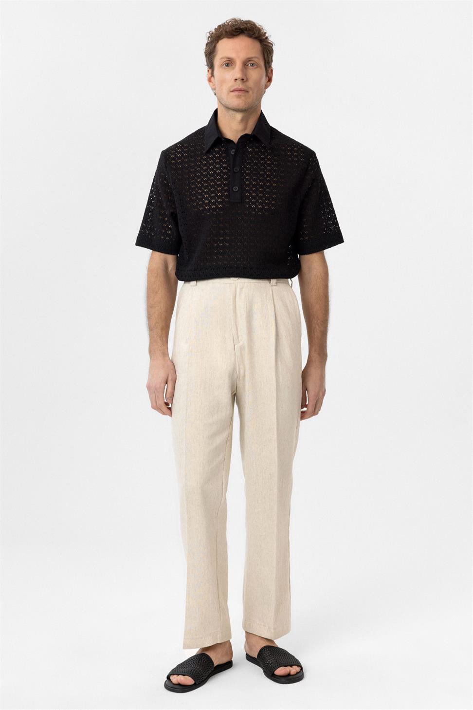 Antioch Siyah Polo Yaka Örgü Erkek T-Shirt