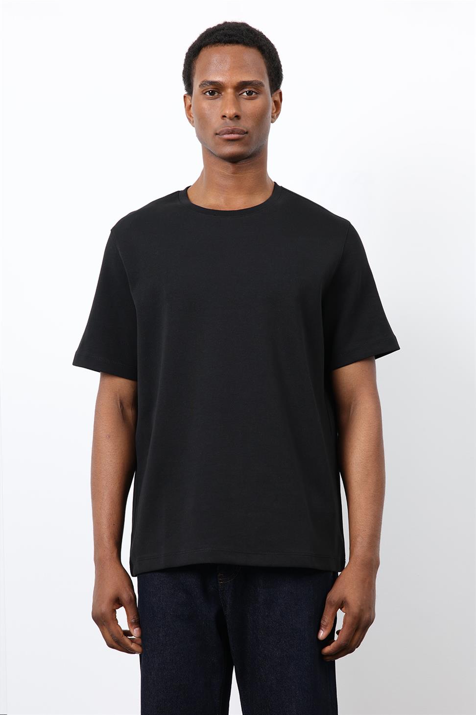 Antioch Siyah Regular Fit Basic Erkek T-Shirt